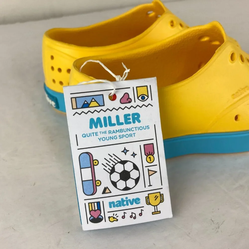 NWT Native Miller Little Boy Girl Sz 12 Yellow Slip on Sneaker Water‎ Shoe NEW